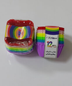 کاپ کیک رنگین کمانی 12 تایی مربع